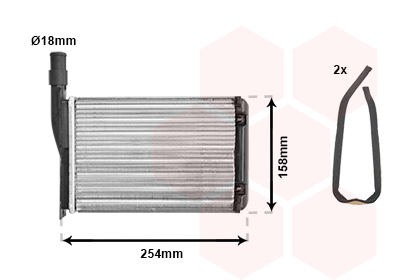 Heat Exchanger, interior heating - 43006087 VAN WEZEL