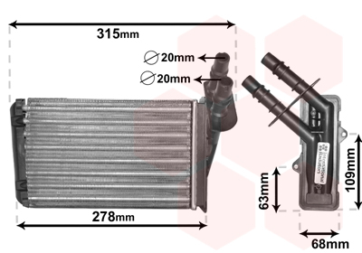 Heat Exchanger, interior heating - 43006228 VAN WEZEL
