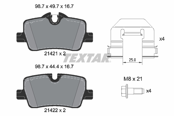 Brake Pad Set, disc brake - 2142101 TEXTAR