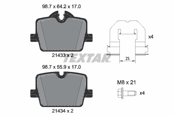 Kit pastiglie freno, Freno a disco - 2143301 TEXTAR