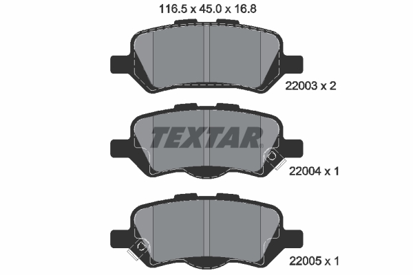 Комплект тормозных колодок, дисковый тормоз - 2200301 TEXTAR