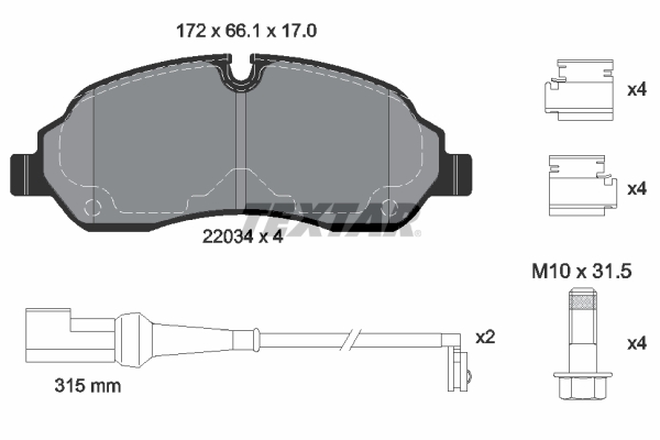 Kit pastiglie freno, Freno a disco - 2203401 TEXTAR