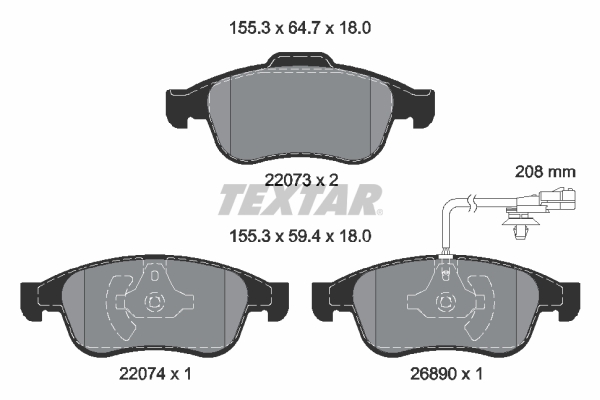 Brake Pad Set, disc brake - 2207301 TEXTAR