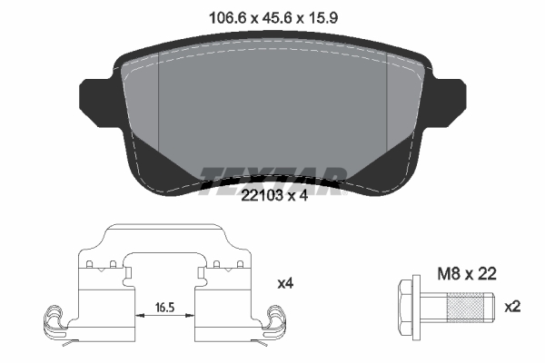 Brake Pad Set, disc brake - 2210301 TEXTAR