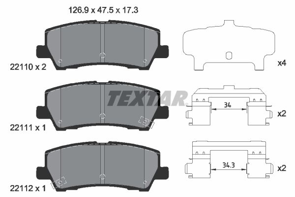 Brake Pad Set, disc brake - 2211003 TEXTAR