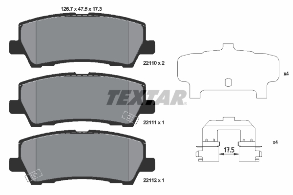 Brake Pad Set, disc brake - 2211001 TEXTAR