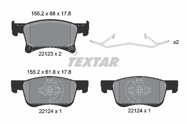 Brake Pad Set, disc brake - 2212301 TEXTAR