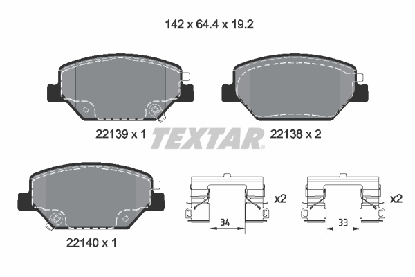 Kit pastiglie freno, Freno a disco - 2213901 TEXTAR