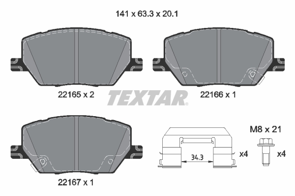 Brake Pad Set, disc brake - 2216503 TEXTAR