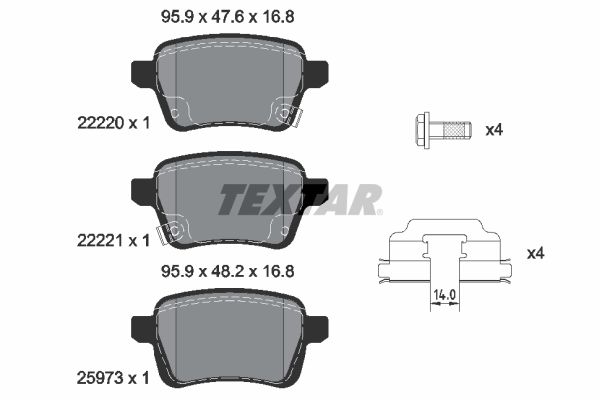 Brake Pad Set, disc brake - 2222001 TEXTAR