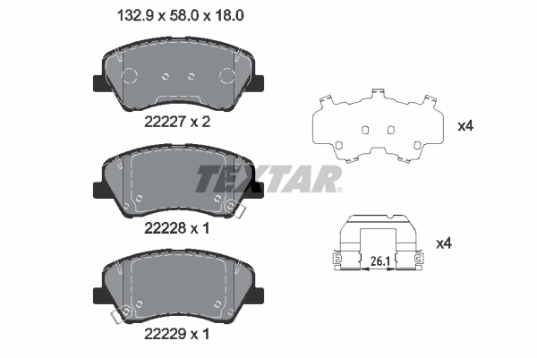 Kit pastiglie freno, Freno a disco - 2222701 TEXTAR