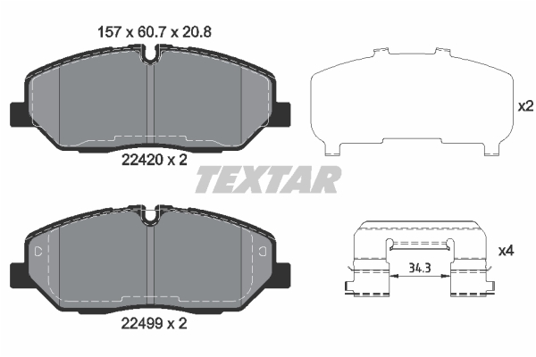 Brake Pad Set, disc brake - 2242001 TEXTAR