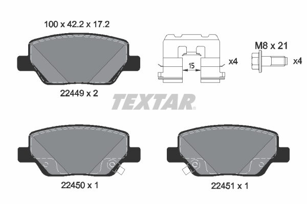 Brake Pad Set, disc brake - 2244901 TEXTAR
