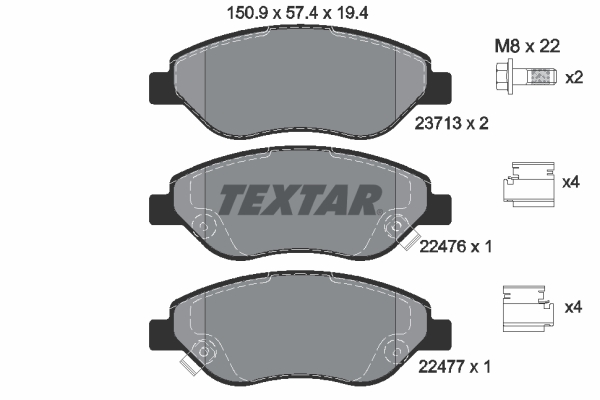 Kit pastiglie freno, Freno a disco - 2247601 TEXTAR