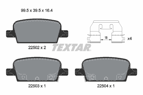 Kit pastiglie freno, Freno a disco - 2250201 TEXTAR