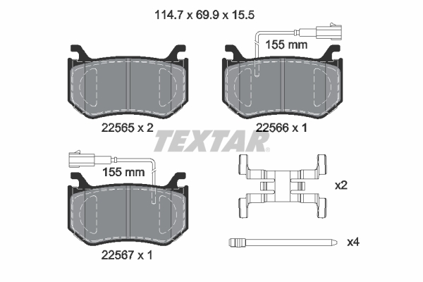 Kit pastiglie freno, Freno a disco - 2256501 TEXTAR