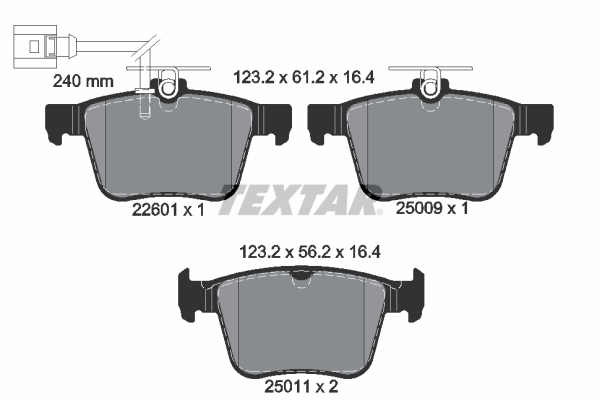 Brake Pad Set, disc brake - 2260101 TEXTAR
