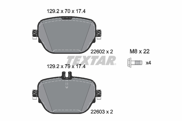 Kit pastiglie freno, Freno a disco - 2260201 TEXTAR