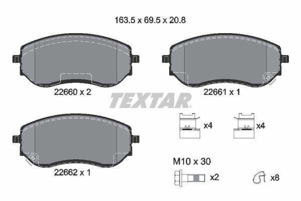 Brake Pad Set, disc brake - 2266001 TEXTAR