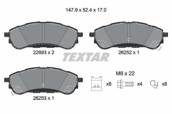 Brake Pad Set, disc brake - 2269301 TEXTAR