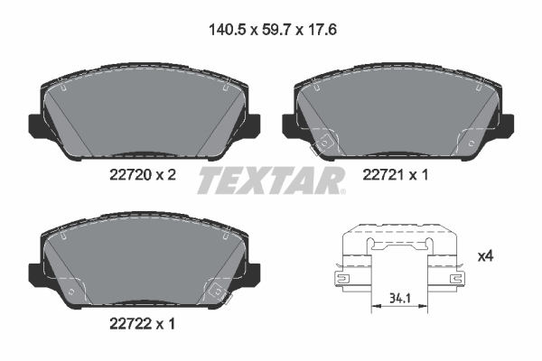 Brake Pad Set, disc brake - 2272001 TEXTAR