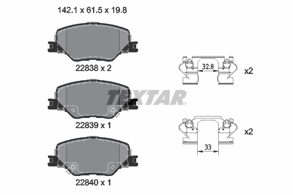 Kit pastiglie freno, Freno a disco - 2283801 TEXTAR