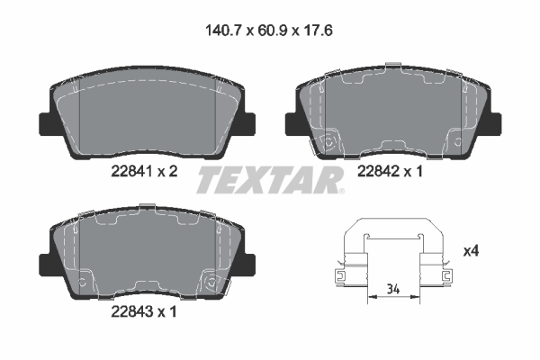 Brake Pad Set, disc brake - 2284101 TEXTAR