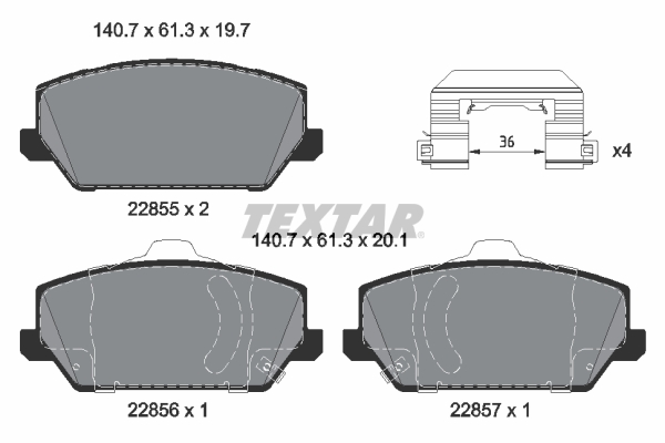 Brake Pad Set, disc brake - 2285501 TEXTAR