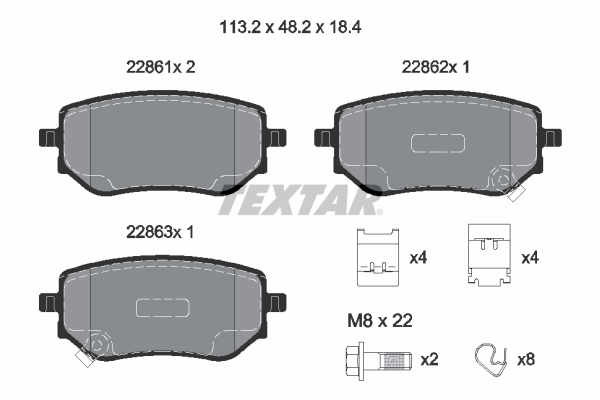 Brake Pad Set, disc brake - 2286101 TEXTAR