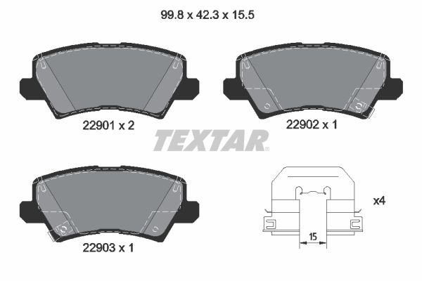 Kit pastiglie freno, Freno a disco - 2290101 TEXTAR