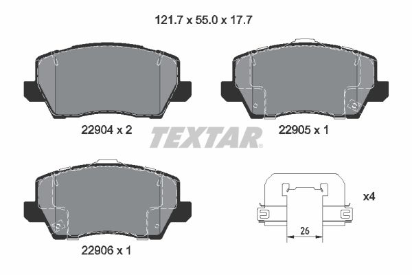 Brake Pad Set, disc brake - 2290401 TEXTAR