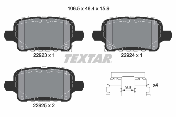 Brake Pad Set, disc brake - 2292301 TEXTAR