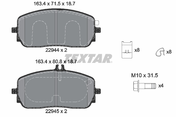 Kit pastiglie freno, Freno a disco - 2294401 TEXTAR