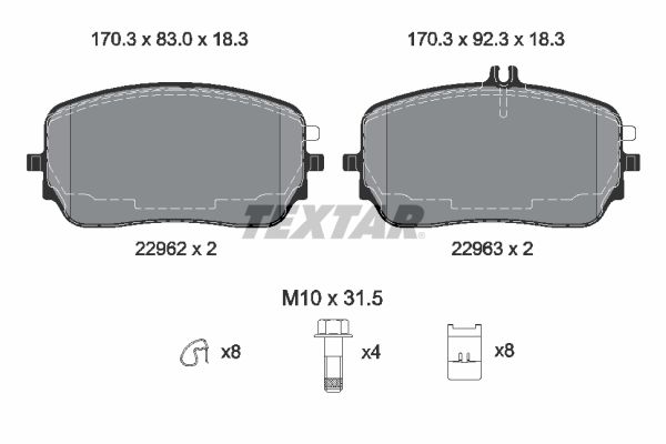 Brake Pad Set, disc brake - 2296201 TEXTAR