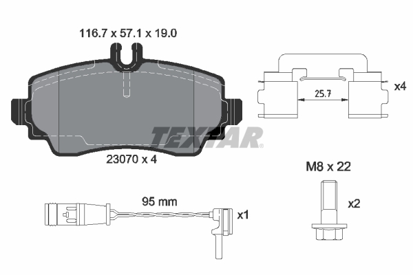 Brake Pad Set, disc brake - 2307005 TEXTAR
