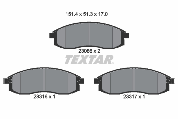 Комплект тормозных колодок, дисковый тормоз - 2308601 TEXTAR
