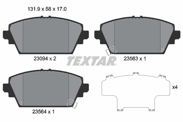 Brake Pad Set, disc brake - 2309401 TEXTAR