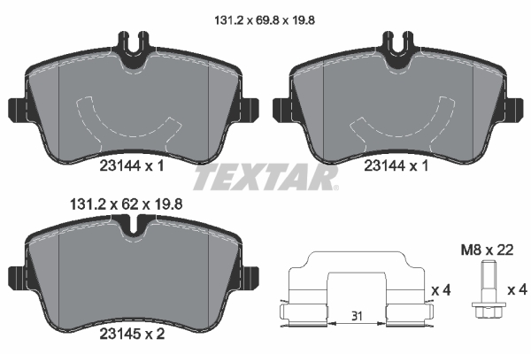 Brake Pad Set, disc brake - 2314401 TEXTAR