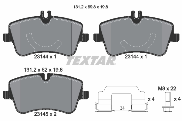 Brake Pad Set, disc brake - 2314402 TEXTAR
