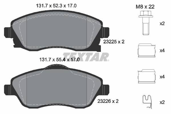 Brake Pad Set, disc brake - 2322501 TEXTAR