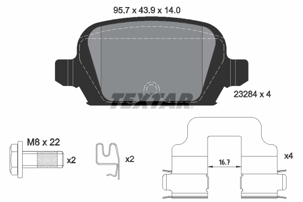 Brake Pad Set, disc brake - 2328404 TEXTAR