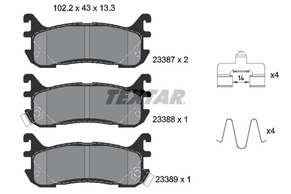Brake Pad Set, disc brake - 2338704 TEXTAR