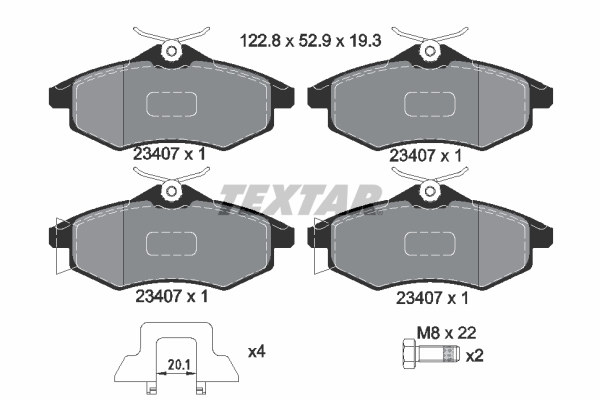 Kit pastiglie freno, Freno a disco - 2340702 TEXTAR