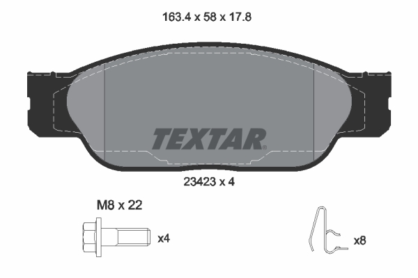 Bremsbelagsatz, Scheibenbremse - 2342301 TEXTAR