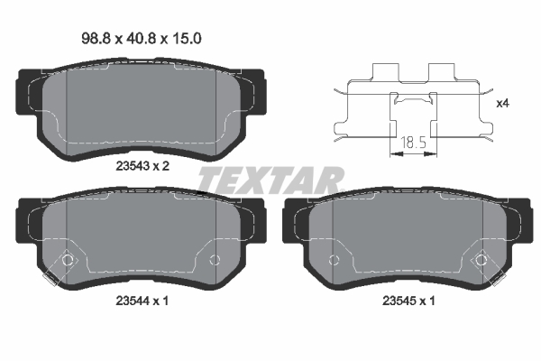 Brake Pad Set, disc brake - 2354301 TEXTAR
