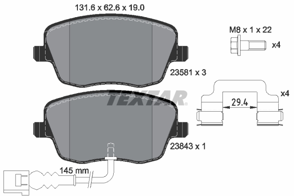 Brake Pad Set, disc brake - 2358102 TEXTAR