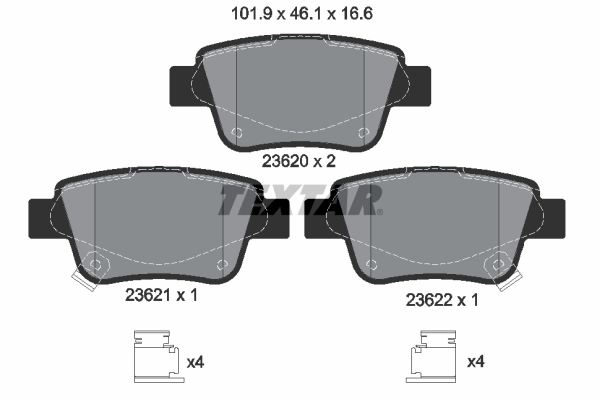 Kit pastiglie freno, Freno a disco - 2362002 TEXTAR