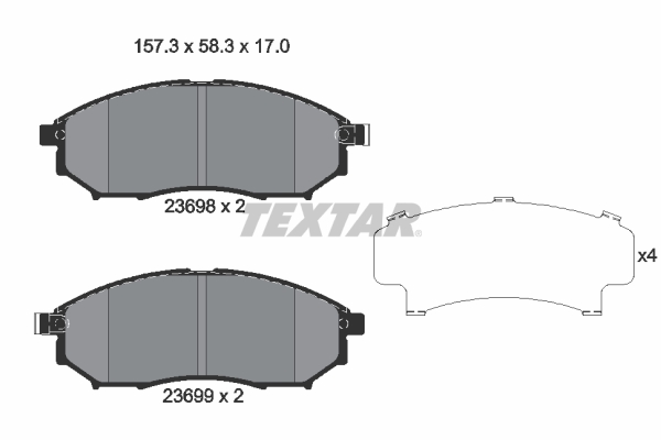 stabdžių trinkelių rinkinys, diskinis stabdys - 2369803 TEXTAR