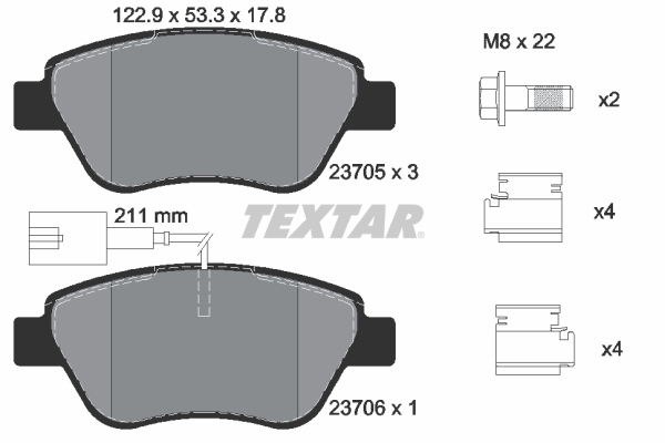 Kit pastiglie freno, Freno a disco - 2370502 TEXTAR