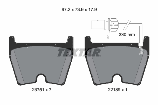 stabdžių trinkelių rinkinys, diskinis stabdys - 2375104 TEXTAR